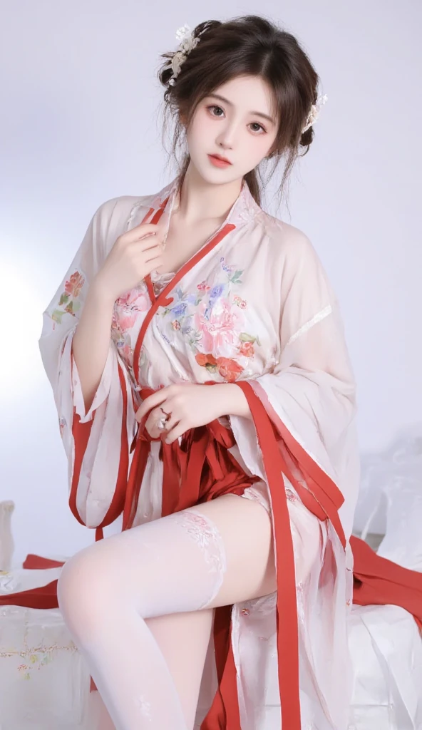 Beautiful 15 year old Chinese skinny kung fu girl princess with long black hair　Gorgeous embroidery, Ultra glossy, She is wearing shiny red long sleeve floral pajamas....　She is made to lie on a red enamel futon, with the futon over her upper body, her legs spread and her vagina examined.