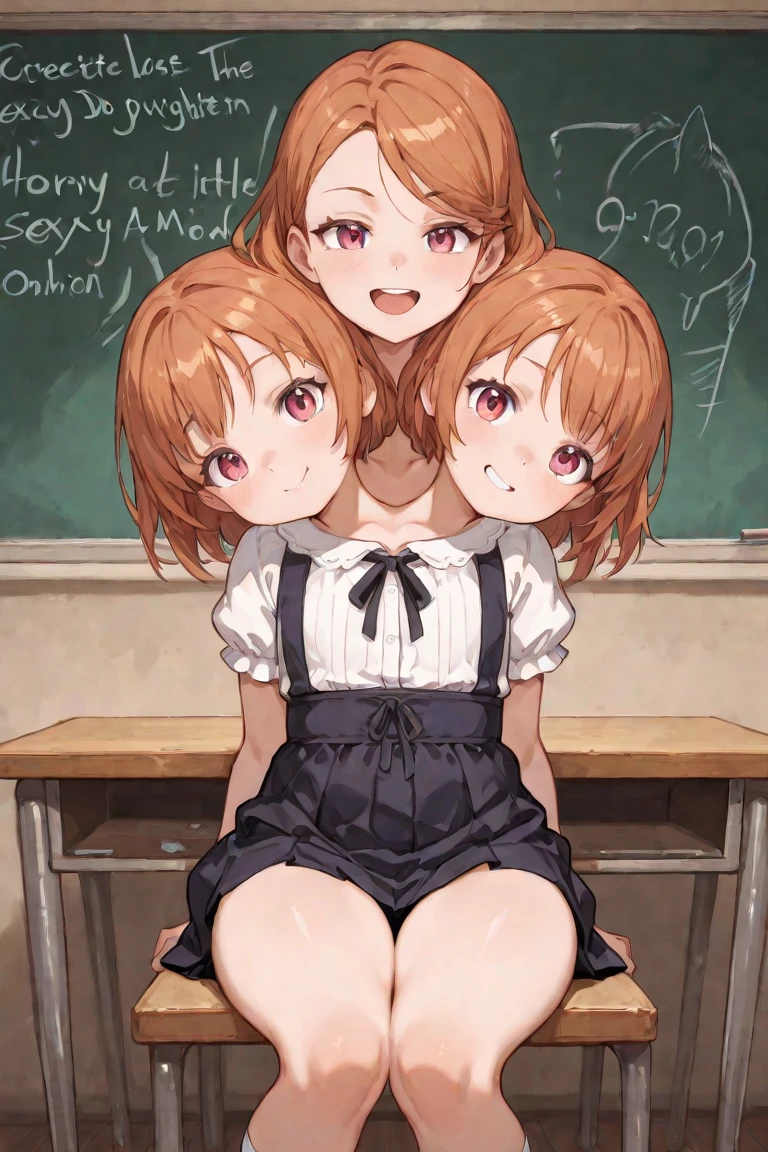 Group of 12 year old girls(12 people、Black Hair、、Flat Chest)and a 43-year-old female teacher(Brown Hair、adult、Thick)、Frightened expression、Nipples、Pubic hair is visible、Crying face、peace sign、Bow-legged