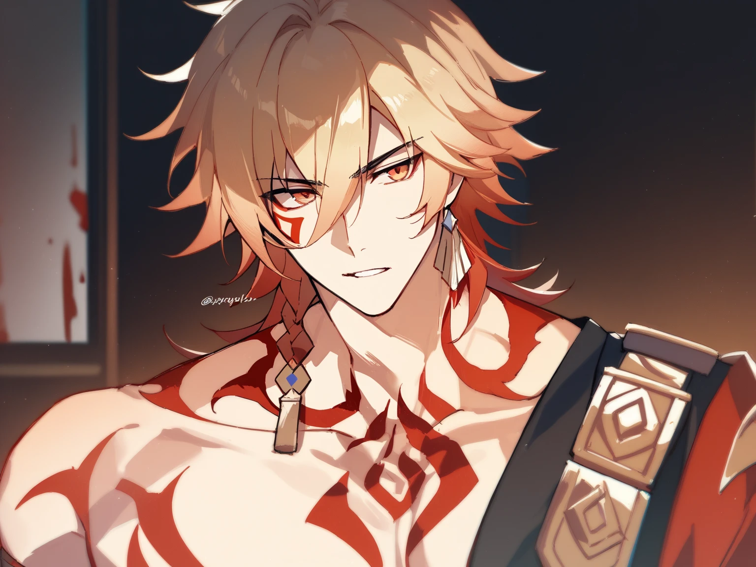 ((upper body)) masterpiece, best quality red eyes, game cg, 2boys adult men, (naked:1.2) rugged adult face, duo, male focus, looking at viewer, upper body, Natsu Dragneel natsu_dragneel, pink hair, red eyes, (shirtless naked), toned muscle, pectorals, 8 abs, toned legs, naked, slightly bulged, (large fire:1.5) and ember (particle effects:1.2), detailed, dynamic lighting, well lit, (fire on skin:1.2), (skin burning:1.2), (eyes on fire:1.2) (pink pubic hair:1.5), (penis:1.2) ((view from a distance)) ((Santa necklace))