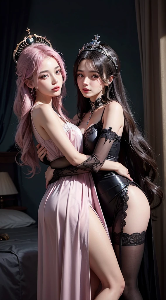 poneyTail　Mesh Hair Mesh Color　Clothes are sheer　hiding breast　2guys　embracing each other　barechested　Sexual organics　femele
