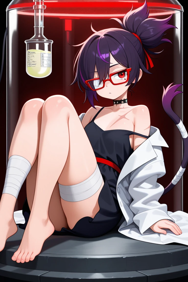 Swim suit outfit, with black demon horns, seductive pose, seductive smile , red eyes, in classroom, mind control by succubus