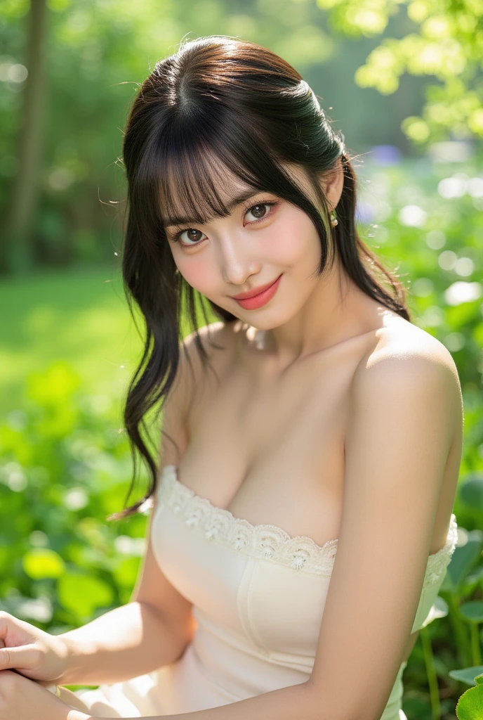 a student character, almost graduated, with big breasts, very beautiful, attracting