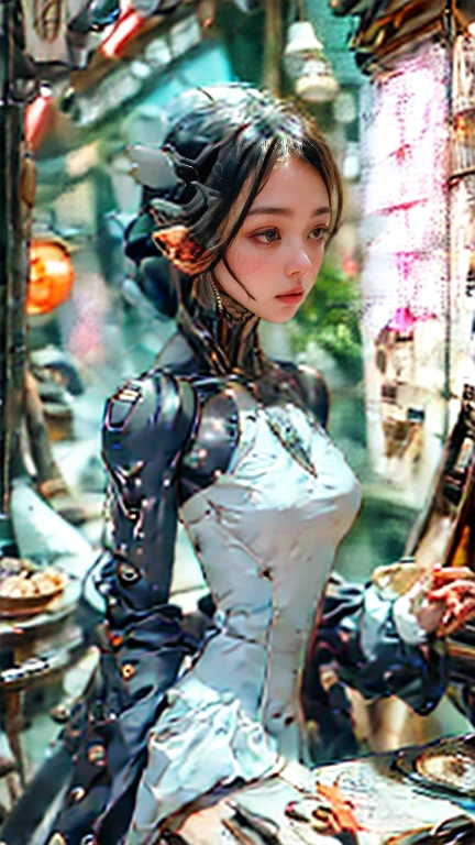 (((masterpiece))), ((best quality))), ((ultra-detailed)), (CG illustration), (an extremely devious and beautiful)), (cute desktop face), cinematic light, ((1 mechanical girl)), solo, whole body, (machine-made joints). : 1.4), ((mechanical limb)), (bursting muscle), (blood vessel attached to the tube), (brain in container: 1.3), (mechanical vertebrae attached to the back)), ((mechanical cervical vertebrae attached to the neck)), ((sitting)), expressionless, (wires and cables attached to the head and body: 1.5), small chest, short hair, (character focus), science fiction, hands tied to stools, 1 girl