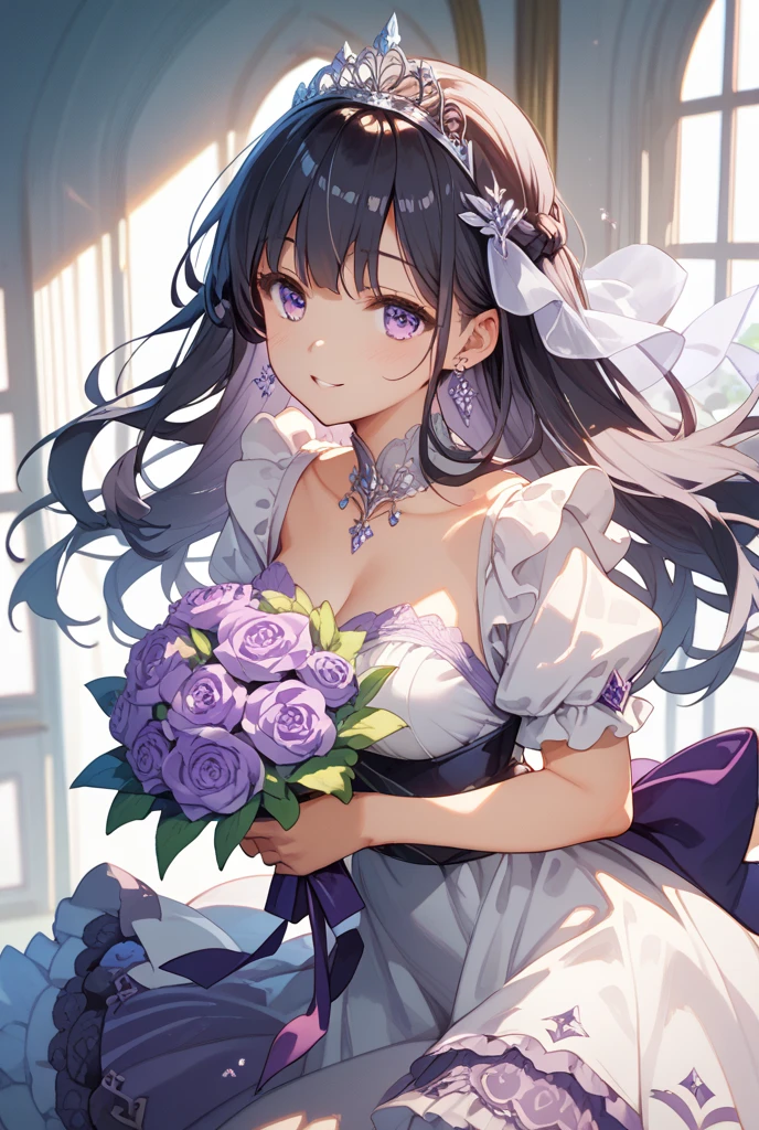 Cat ear、bouquet、dress、High quality、Delicate eyes、One Girl