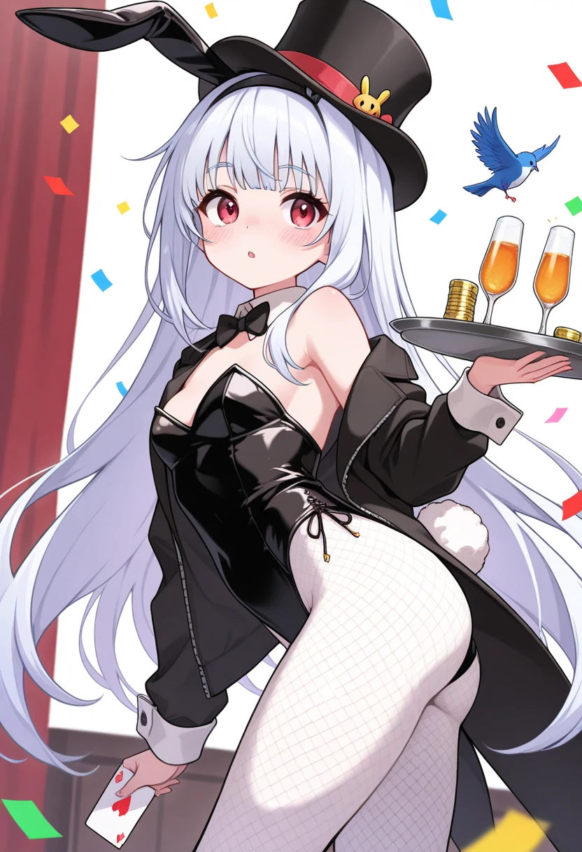 a beauty girl，Gothic，Trash fish trash fish，White color hair，，red color eyes，Sitting in front of the dark castle sneered，Thirsty for blood