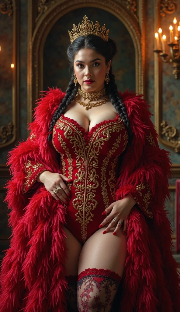 beautiful chubby Karsinah with bun hair, indonesian sinden with traditional kebaya, squatting a man laying, spreading legs, man penis inserting her vagina, riding sex, screaming in pleasure, looking at viewer, pov view, park, (big woman with curvy shape, detailed face, cleavage, round breasts, big tights, muscle), modern makeup, red lipstick, pale skin, high detailed, realistic, hd