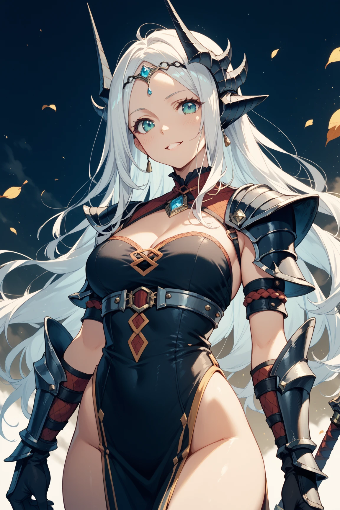 Beautiful images,Detailed Images,Official image,(Background of the base),One Woman,Blonde,Red Eyes,Ponytail Hair,Model body type,(Dark Skin:1.3),Elf Ears,Large Breasts,(Bioarmor:1.3),Smile small,