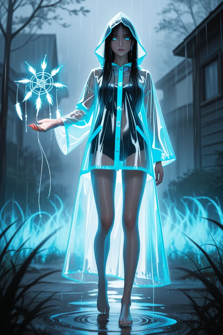 transparent raincoat,cowboy shot,hood up,school uniform,, masterpiece,1girl,cute,rain,sexy,