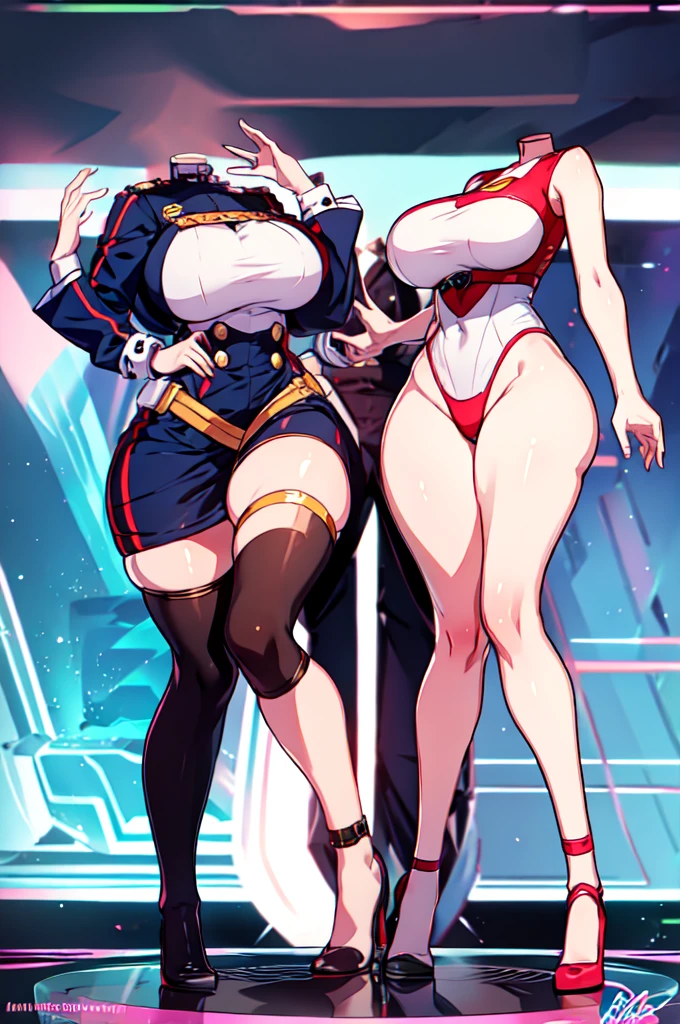 （8K ，Ultra-detailed，Super real photoest masterpiece，Nature，perfect work of art，perfect female body），two women，Sister and sister， sisters，rainbow hair，（huge tits），neighbor wife，woman hairstyle，elegant wife，At the police station，Exquisite and ，wearing police officer uniform，police uniform，super short thong，穿着低胸露肩police uniform，T-shaped small，huge tits big，naked leg，full body shoastic muscles，raised raised raised，Obscenity exposed ，