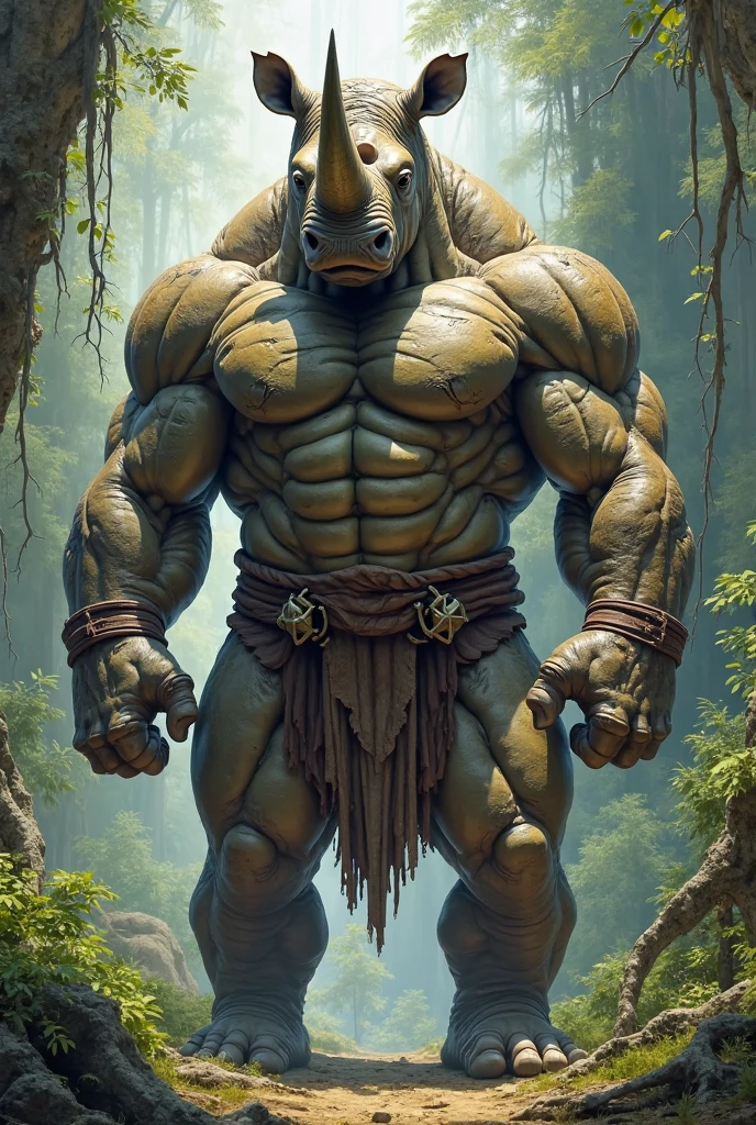Rhino with human like body shape and very big muscle realistic and big anus