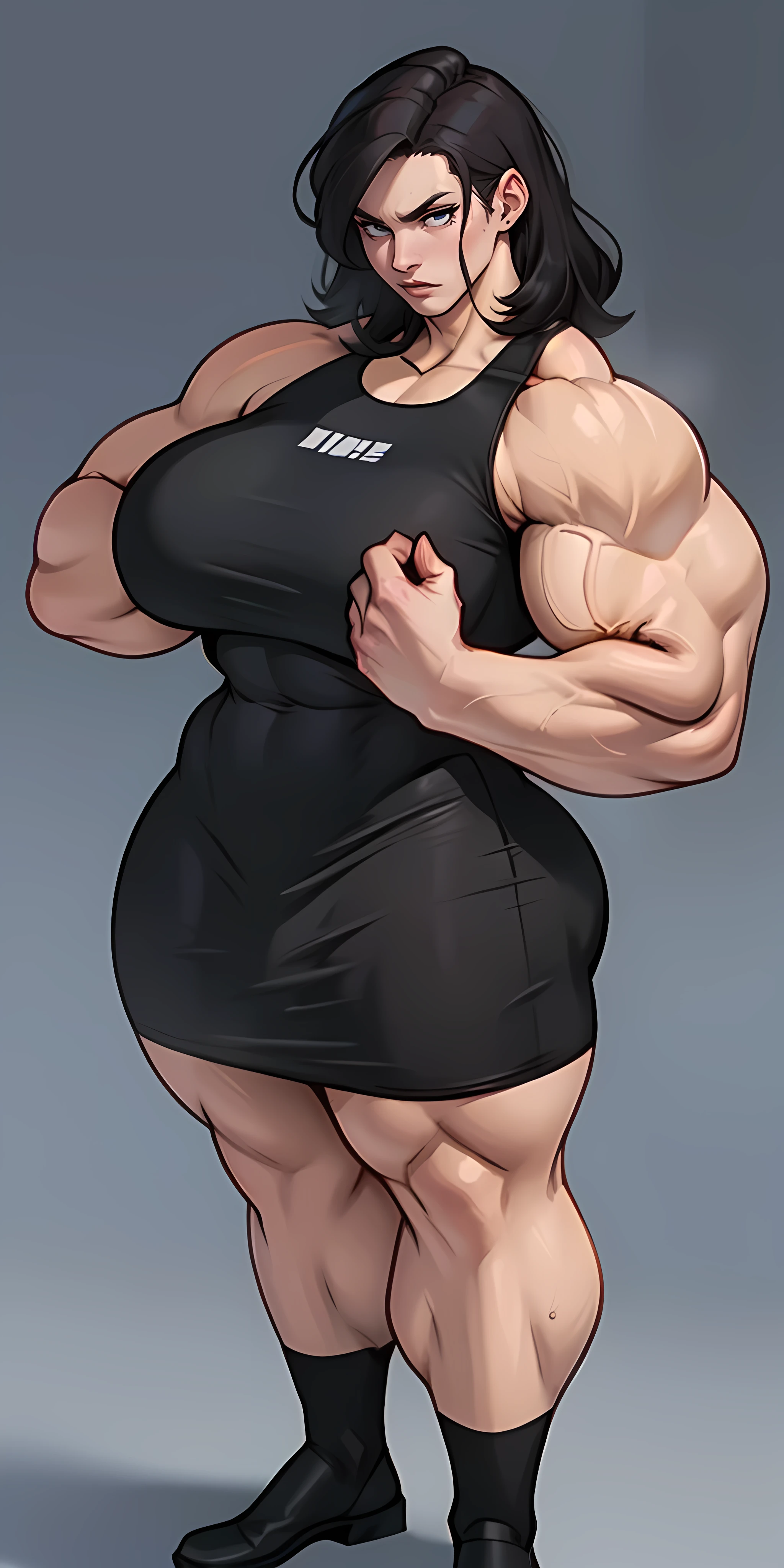 huge muscle woman at your bumped hard biceps