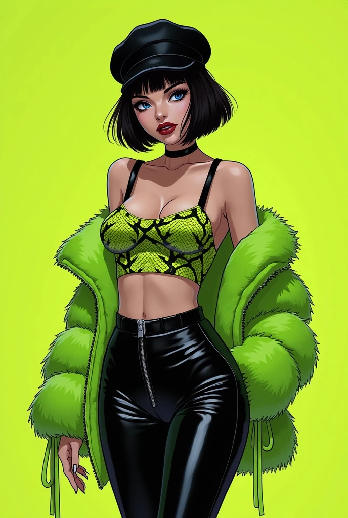 <lora:ClothingAdjuster3:-0.5>,<lora:(The Powerpuff Girls) Buttercup:0.8>,(Buttercup:1.5),1girl,solo,(short black hair, messy hair, green eyes:1.2) BREAK
perfect face,perfect eyes,jewelry,earrings,bare midriff BREAK
(green makeup, green mascara, green eyeshadow, green lipstick:1.3) BREAK
(green choker,small green leather jacket,green tubetop with cleavage cutout,green miniskirt:1.2),(covered nipples:1.2) BREAK
(white thighhighs:1.2) BREAK
(black belt, black highheels:1.1) BREAK
(revealing cleavage:1.1),exposed medium breasts,covered nipples BREAK
(medium breasts:1.2),(nipples:1.2),(black pubic hair,black hair on pussy,black hairy pussy:1.2) BREAK
(nighttime, dark city street background, detailed background:1.1),(green neon lighting:1.1),dark romantic lighting,(highly detailed:1.2) BREAK
(ambient lighting:1.1)(ultra realistic,32k,RAW photo:1.1),(high detailed skin:1.1),8k uhd,dslr BREAK
high quality,film grain,(shiny glossy translucent clothing:1.1) BREAK
looking at viewer,(seductive smile, sexually suggestive:1.3),full shot,insanely detailed,best quality,masterpiece,(photorealistic:1.2),<lora:Bruc3T1mm:0.8>,