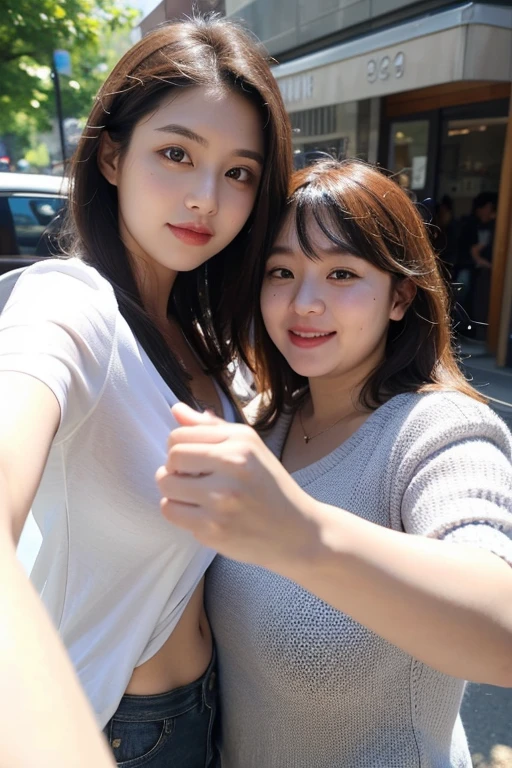 (RAW photogr,超高分辨率,tmasterpiece,best qualtiy:1.4),Complicated details,2 20 year old Korean girl,Wear a loose black T-shirt and stylish jeans,Stand on the grass and take pictures,hugs,Intimate relationships,Detailed meadow,A sweet smile on a small face,The face and skin are pink and fair,Ultra-realistic facial details,Beautiful ribbons and hair accessories,Playful and coquettish pose,The calves are straight and slender:1.5,Wear high-end branded colorful travel shoes:1.5,eventide,warm color,Broad lighting,naturalshadow,Shoot from the back,Beautiful waist and hips,taking a full body photo:1.8
