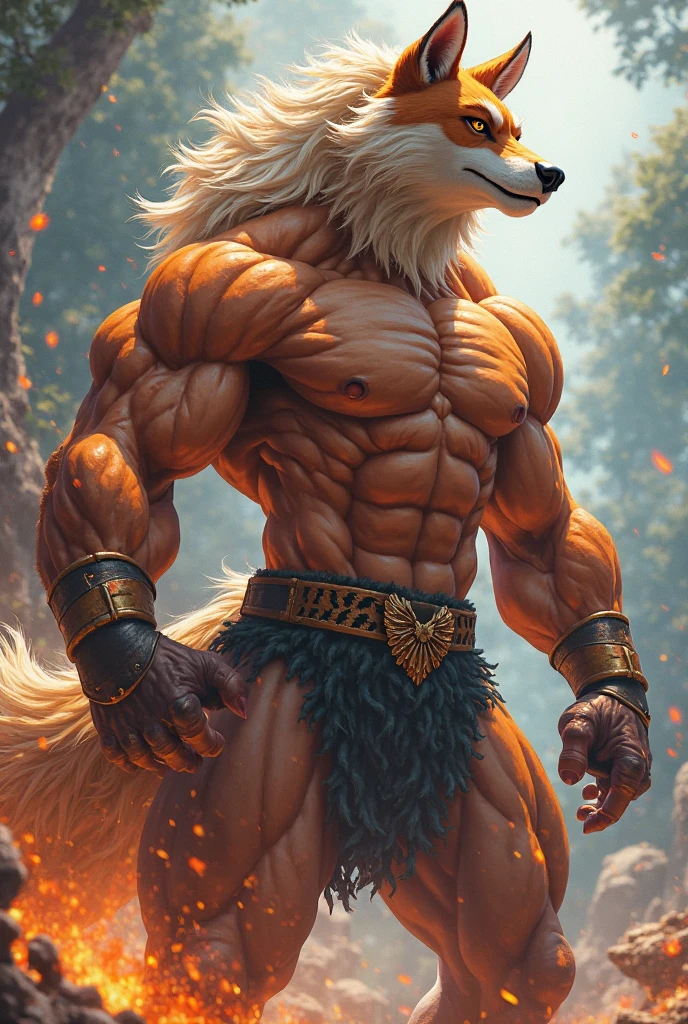 muscular feral:1.2 werewolf, posing for the camera. 4k, high resolution, best quality, perfect colors, perfect shadows, perfect lighting, posted on e621, orange furry body, orange fur, white chest, black beard, feral wolf, werewolf, solo, male, adult, green eyes, realistic eyes, looking at camera, masculine, (muscular, dense build:1.4, muscular shoulders, strong pecs), correct anatomy, dad body, (detailed fur, epic, masterpiece:1.2), (detailed forest, jogging, sunshine:1.2), sexy shadows, (by echin, by Taran Fiddler, by takemoto arashi, by Traver009, by Juiceps), (detailed eyes:1.2), impressive physique, struggling, bothered face, exhausted, detailed eyes, looking at camera, (close-up):1