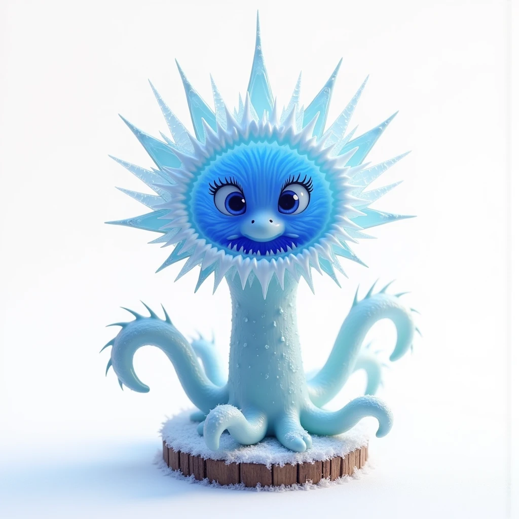 Ice Monster, powerfull, Looking like a snowman, Icicle nose, Wooden arms, Character design, hiquality, crisp detailing, ((((Full-length)))), (((MATTE GRAY BACKGROUND)))