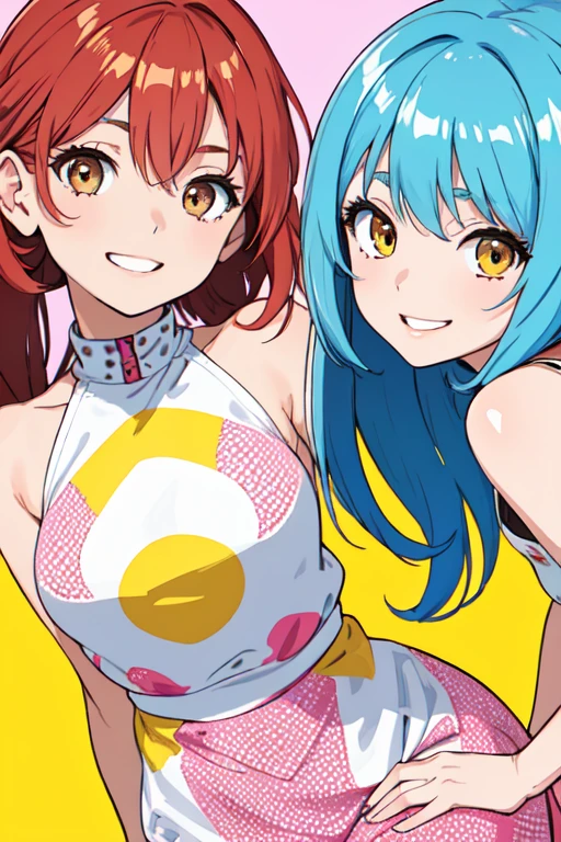 Anime Girls in bikinis on the beach with sun in the background, oppai, is wearing a swim wears着る, swim wears着る, pixiv 3dcg, cushart, Ecchi, Anime Girls, cushart kenz, Ecchi anime style, beaching, two beautiful Anime Girls, in beach, at pixiv, in beach, swim wears, oppai proportions