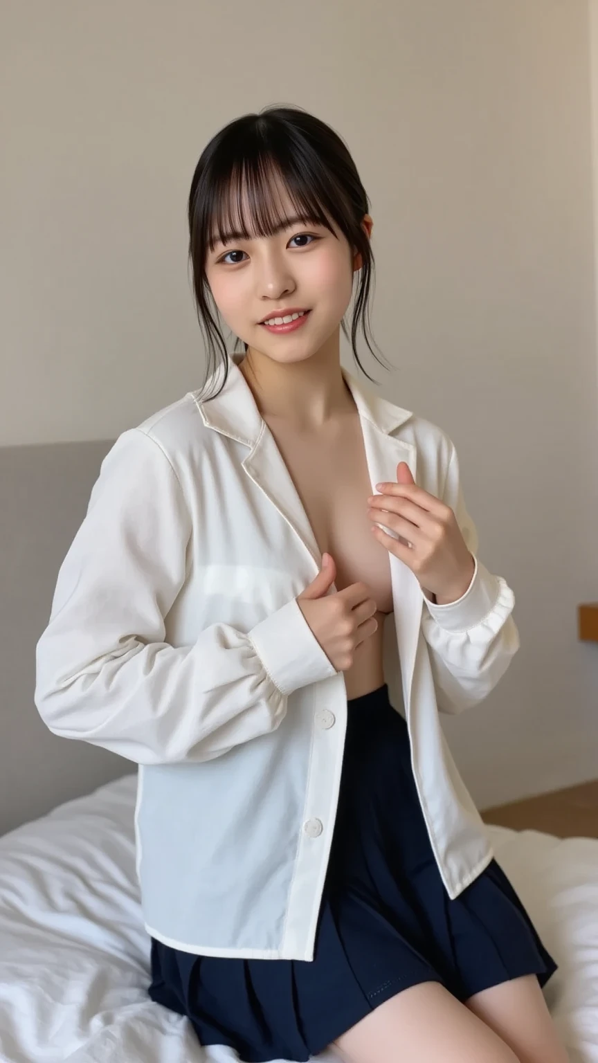 (masterpiece:1.3)、Very fine finish、(High resolution、8k:1.3)、(highest quality)、(Ultra-realistic as a photo:1.3)、Professional portrait、Professional Writing、Correct limbs、Anatomically correct, Perfect Proportions、The face is in focus、Face close-up、Ultra High Resolution Face、The face is in focus、Ultra high definition and beautiful eyes、(Concentrated eyes、Eyes that are not too big、Eyes are symmetrical:1.3)、High quality and beautiful skin、Firm Skin、Ultra HD Hair Texture、Japanese women、20-year-old、very cute, Half Up:1.3, nurse、nurse break (White nursing uniform、white nurse uniform:1.3),Hospital room, (Embarrassing:1.3), (blush:1.3), Mr..々Shooting angle:1.3, View your viewers, Browsing Caution, (All fours pose:1.3)、Risky pose、Mouth slightly open、Mid-chest