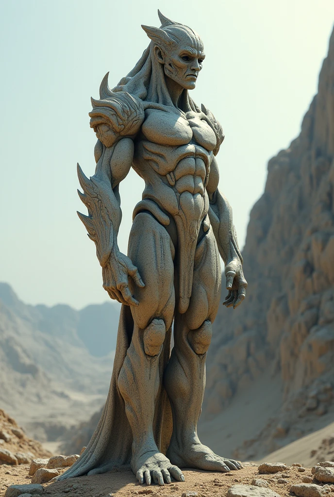 Man with cracking stone face. Human thing marvel. Very dry skin. Wear pant, shirtless.