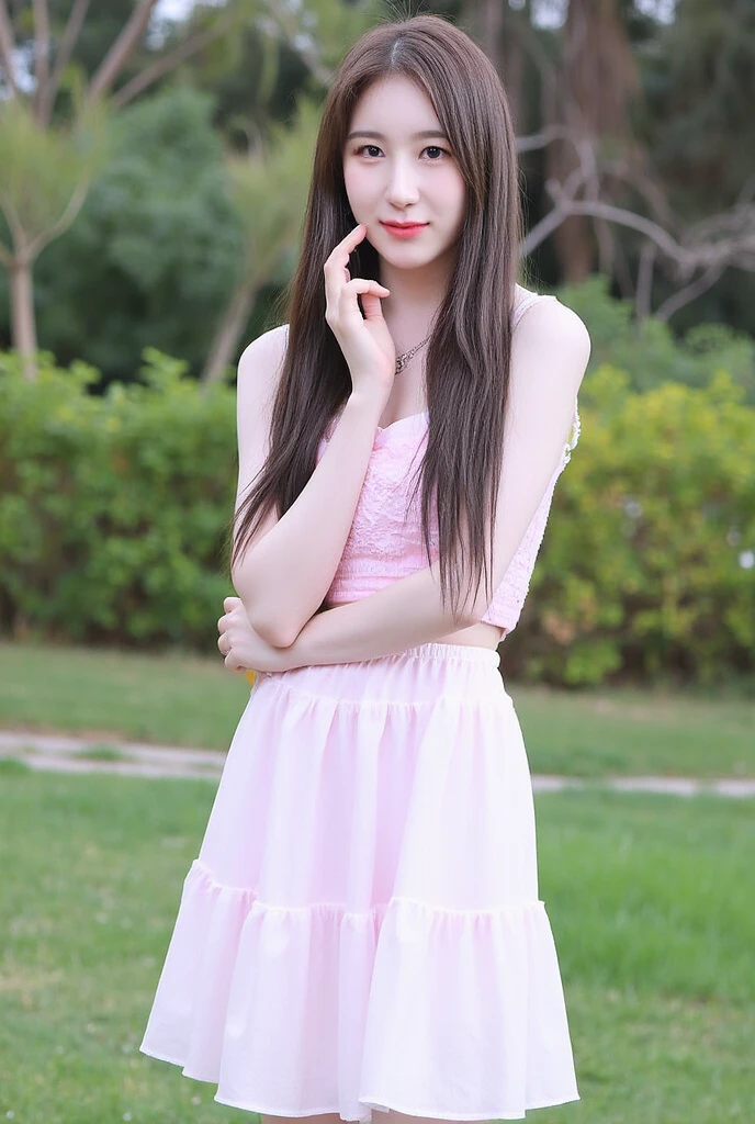18-year-old cheergirl in pink miniskirt