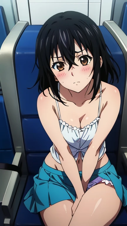 One girl,takano,Embarrassed、blush,The whole body is shown、Sexy String Bra、Sexy string panties、restrained,Leg spread、looking to viewer,((1machine ,sex,vaginale,Pink dildo connected to a machine))、rooftop、blue sky、crowd,from below,A complete depiction of the human body、masterpiece, Highest quality, Game CG, ultra detailed、highres、extremely detailed CG