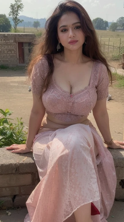 An Asian Curvy Girl with three legs , looking gorgeous and pretty, sitting in park, well Dressed, best quality. 