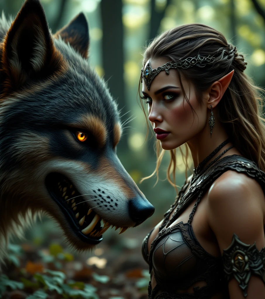 Girl with long hair, full-length werewolf