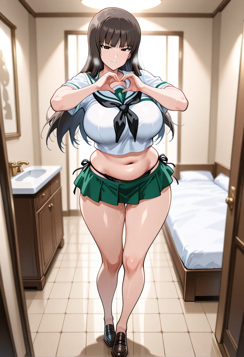 1girl, office, (angry), ((hourglass figure)), ((from below)), ((looking at viewer)), ((thick thighs)), ((pussy)), ((lingerie)), (nipples), ((pencil skirt)), ((viewer under pussy))