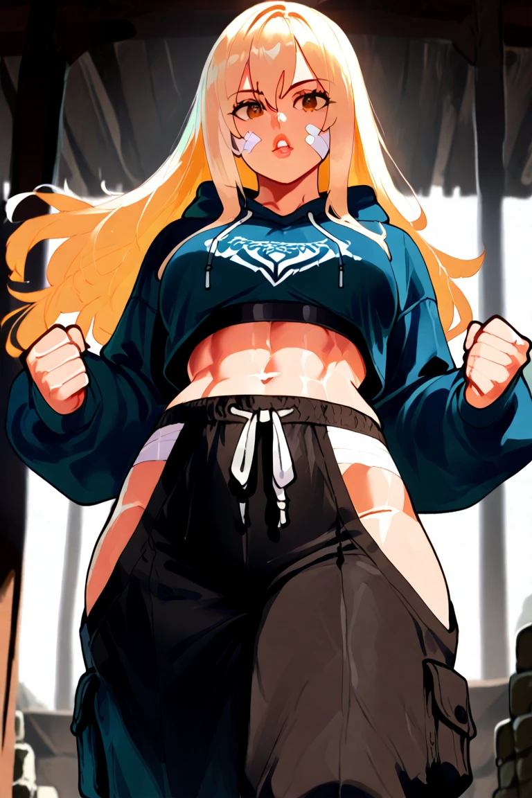 1girls, Delicate and beautiful face, get  blush, Purple pupils，golden hair，long haired，High ponytail， Plump chest，Convex buttocks，White turtleneck sweater vest, black miniskirt，Knee-length black socks，perfectly proportioned, Detailed clothing details, inside a room，Surrounding males，Cinematic lighting, filmgrain, Fujicolor, light and darkcontrast, 8K, 巨作, Textured skin, Super detail, hight details, High quality, high resolusion,