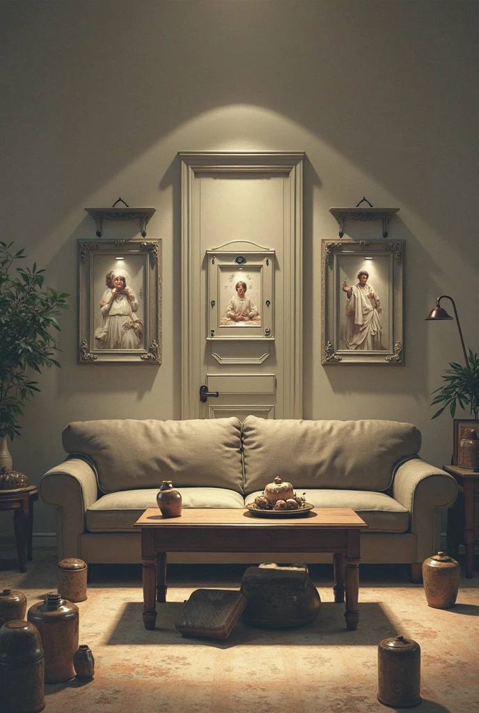 ((masterpiece, 8k, best quality, 8k, super realistic, high resolution:1.3)), living room made of chocolate, chocolate world, chocolate lighting, sofa de chocolate, sofa made of chocolate bar, tv de chocolate, chocolate bar mat, yellow lighting