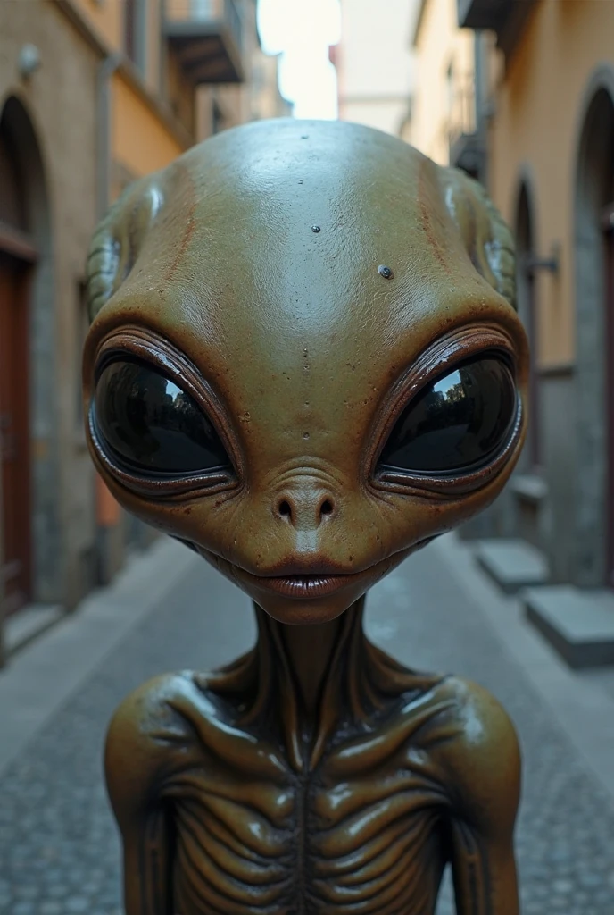 A creature request for Stable Diffusion:

Alien with rounded head, 2 olhos negros, In Largo de São Mateus, São Paulo/SP (best quality,4k,8k,Alto,master part:1.2), ultra-detalhado, (Realistic,fotorrealista,photo-realistic:1.37), HDR, UHD, studio lighting, extreme detail description, profissional, vivid colors, Bokeh, [artista conceitual], [scientific fiction], [retrato], [Landscape].