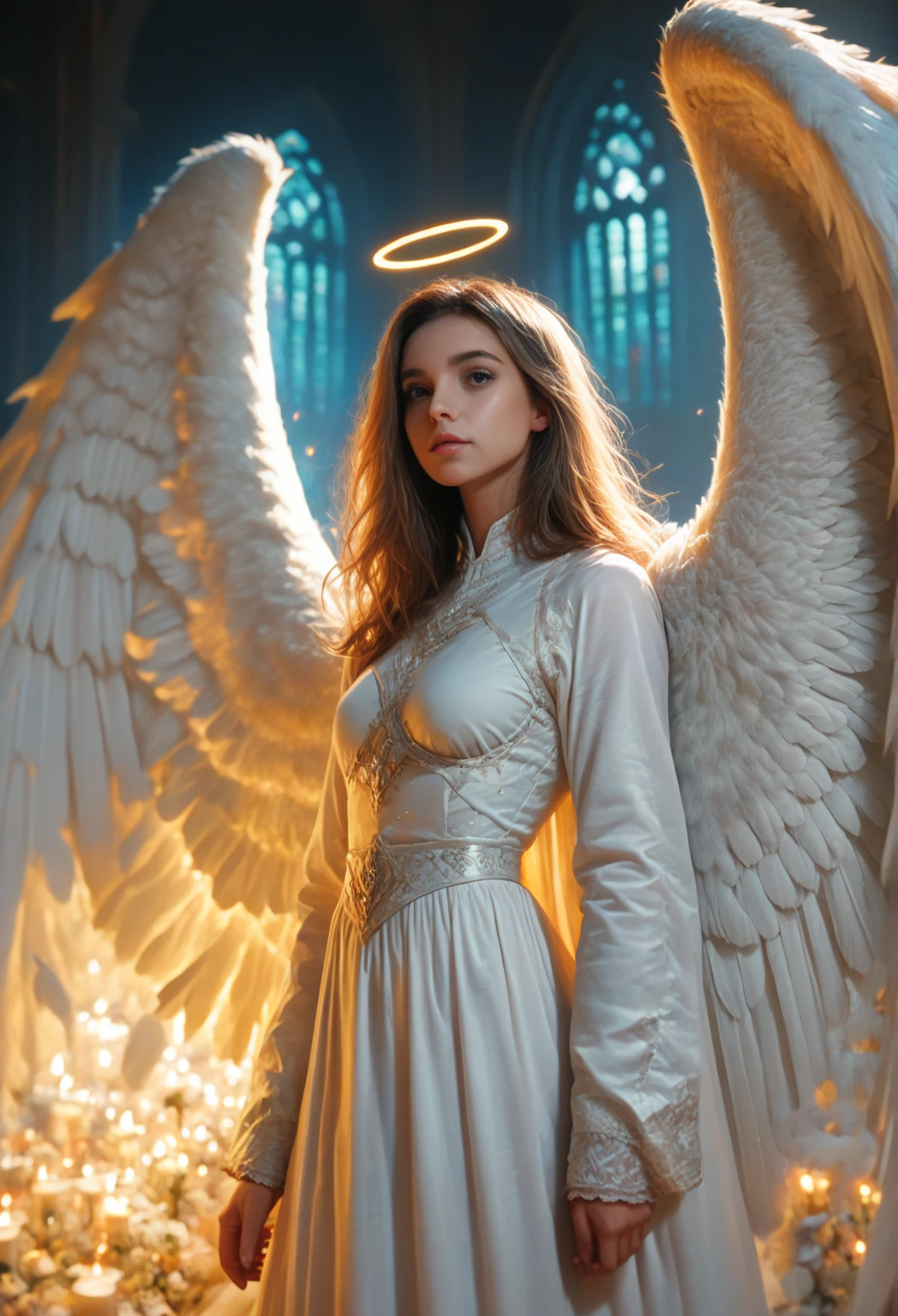 Un ange de lumière qui verse de l'huile d'onction