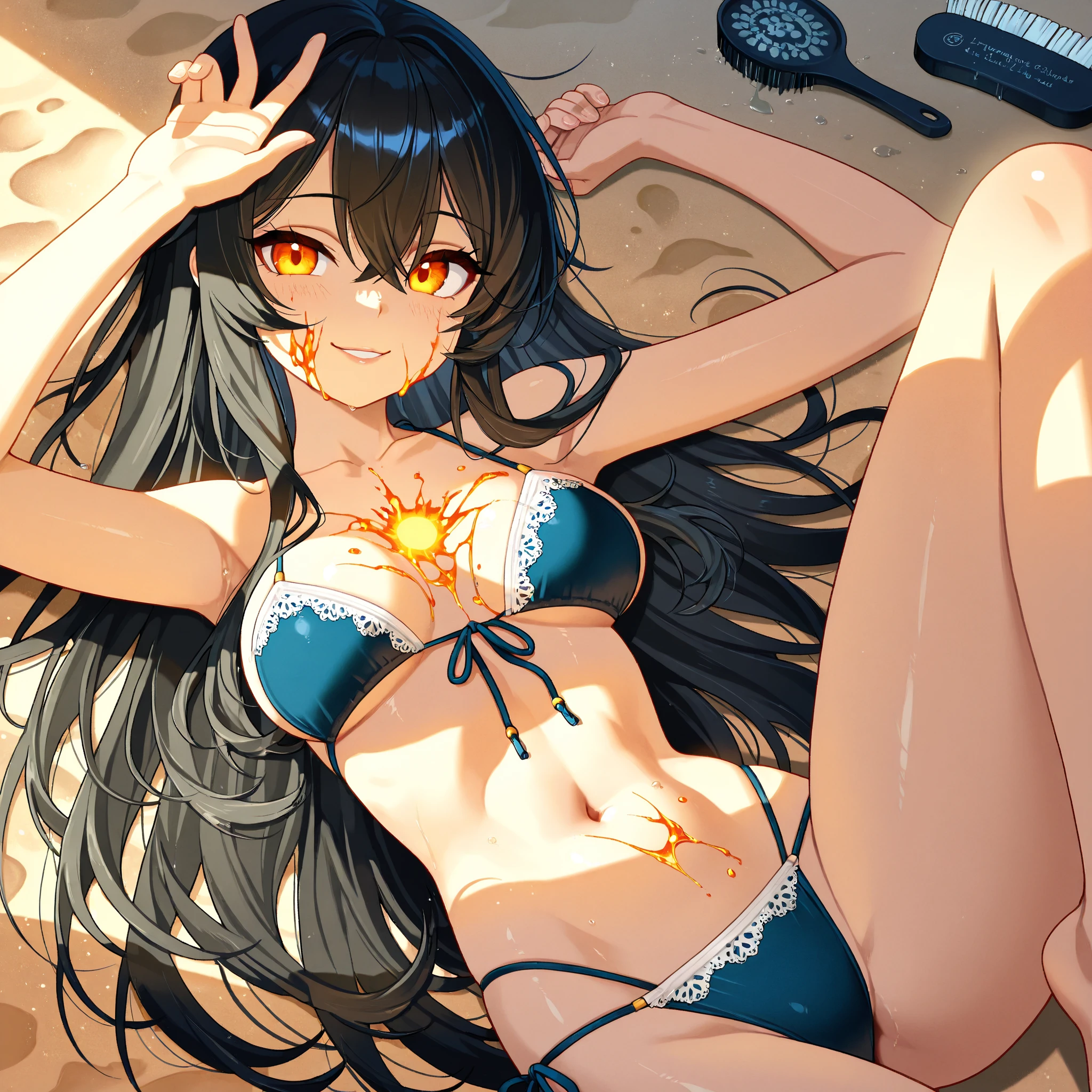 (masterpiece),(best quality),(ultra-detailed),(best illustration),(best shadow),(absurdres),(detailed background),(very aesthetic), 1girl, solo, mayuzumi fuyuko,ahegao, open mouth, looking at viewer, open mouth, brunette eyes, long hair,goldmetallic very microbikini,covered nipple,creampie,hotelroom background,lying,spread legs,cum,cumshot
