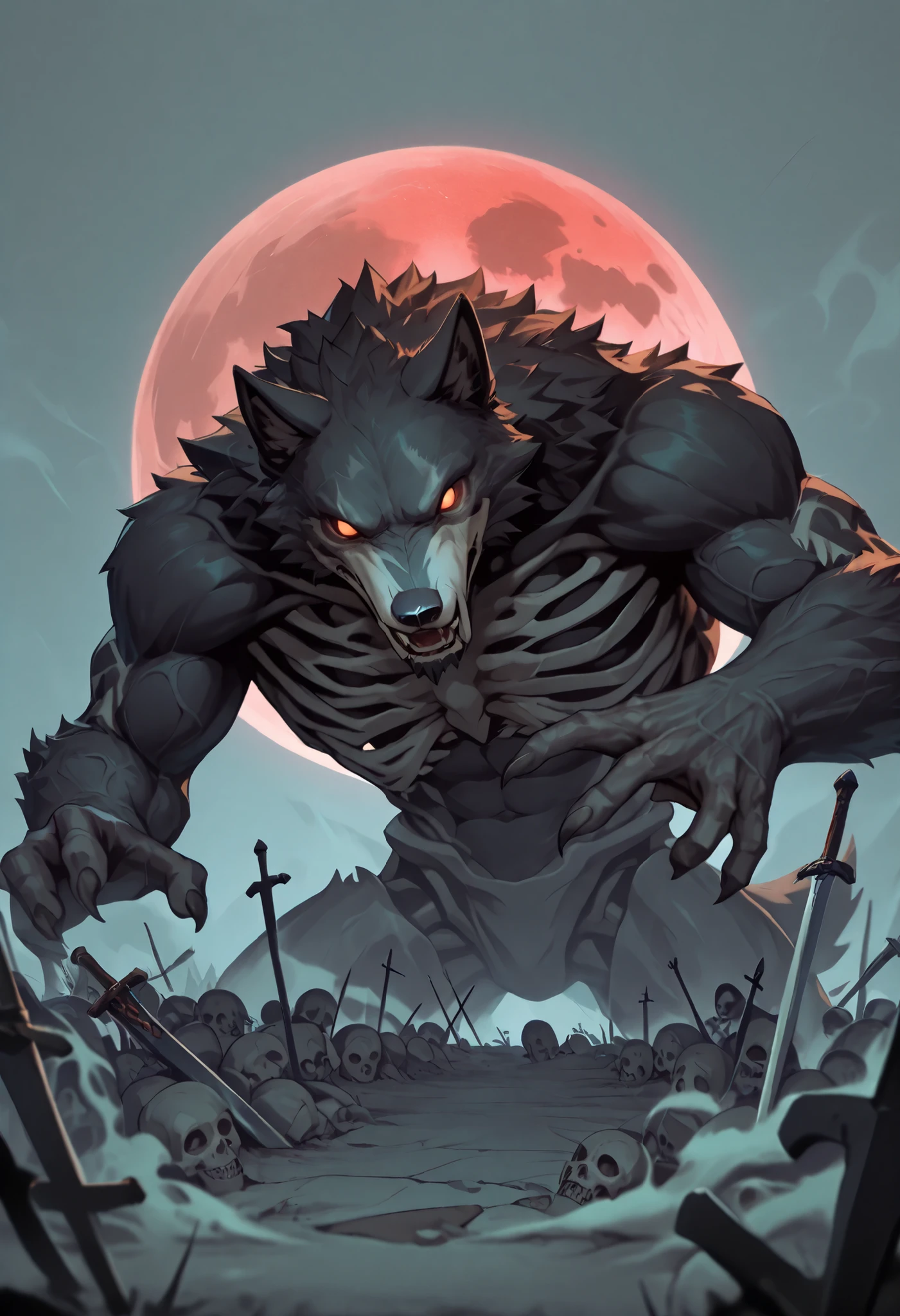 cover page, highres, top quality, best quality, paid reward available, unparalleled masterpiece, perfect artwork, absurdres, High-quality illustrations, watercolor, soft color, love story of human girl and giant Werewolf, love romance, pair, Height difference, Physical difference, perfect anatomy, smile, joyful, play with, smile, happy,
