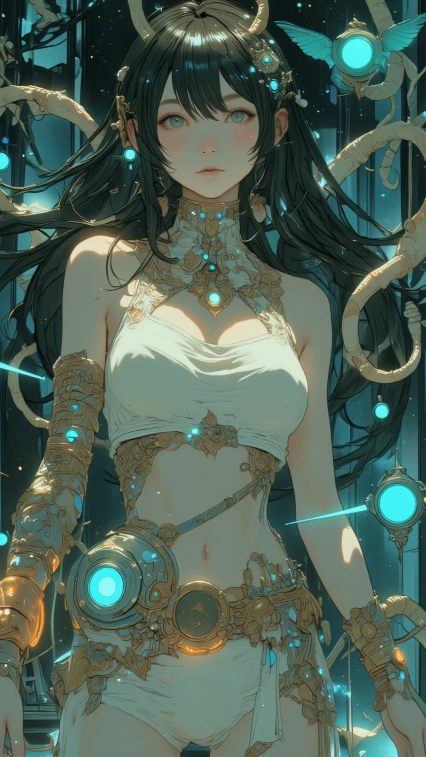 official art, unity 8k wallpaper, ultra detailed, beautiful and aesthetic, masterpiece, best quality, (zentangle, mandala, tangle, entangle), (fractal art:1.3) , 1girl, extremely detailed, dynamic angle, cowboyshot, the most beautiful form of chaos, elegant, a brutalist designed, vivid colours, romanticism, by james jean, roby dwi antono, ross tran, francis bacon, michal mraz, adrian ghenie, petra cortright, gerhard richter, takato yamamoto, ashley wood, atmospheric, ecstasy of musical notes, streaming musical notes visible