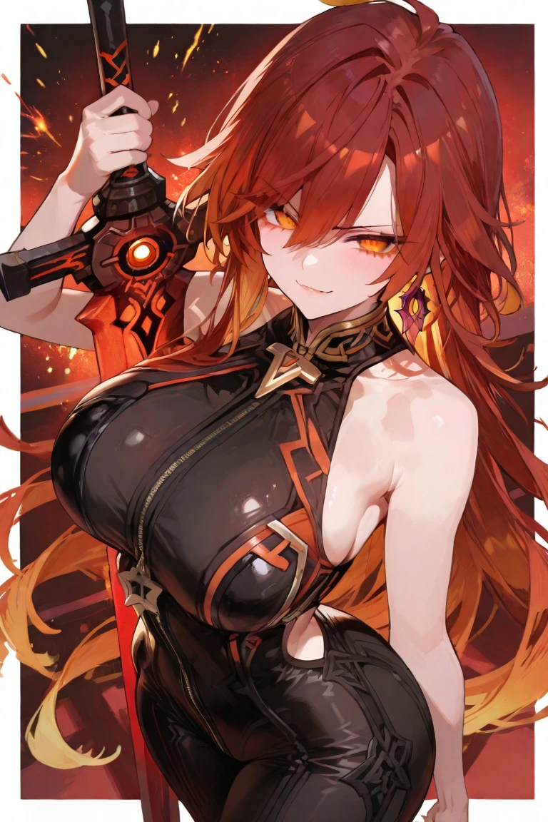 (masterpiece, top quality, best quality, official art, beautiful and aesthetic:1.2), (1 naked girl:1.2), cute, extreme detailed,(abstract:1.4, fractal art:1.3),(gold and red_hair:1.1), red eyes,colorful,highest detailed, Beautiful girl trapped inside a flame bubble,