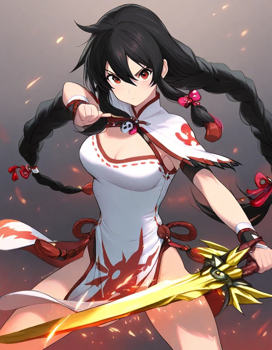 12k,((Highest quality)), ((masterpiece)), ((Realistic)), Dance does not know fire, My Style, Red clothes, striking a confident pose, Japanese temple detailed background, Warm Front Light, Contrast and sharpness, Medium depth of field, Dynamic Perspective, Proper scale and proportions, Detailed velvet texture.,