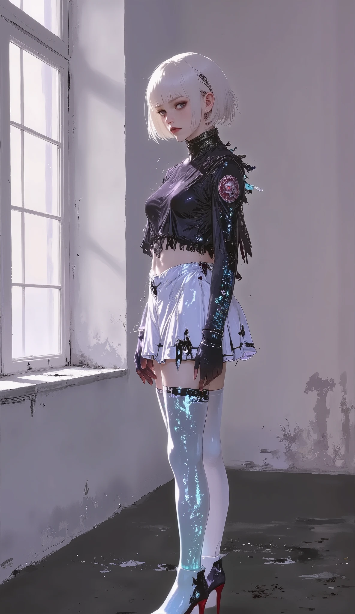 (super flat, flat fill , flat-colors:1.1), (magazine cover), Illustrations , (Beautiful platinum blonde hair, short-haired, High school student), realistic, фотоrealistic, highly detailed, 4K, HDR, physical-based visualization, studio lighting, rich colors, hips, cat girl cooks dinner in the kitchen