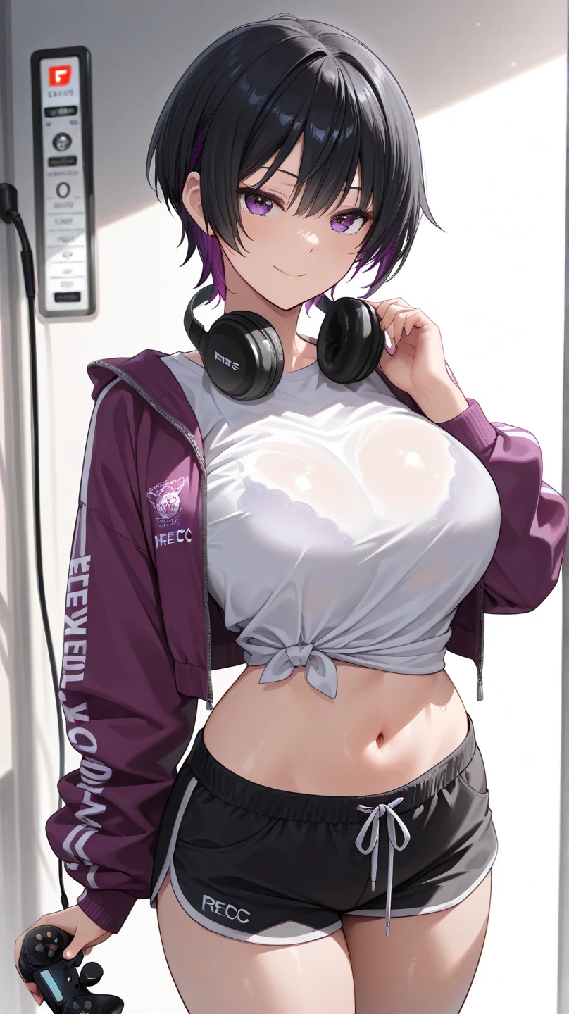 (nsfw), kochou shinobu, (((Change of clothes))), (((White panties))), (((Sitting on the floor))), ((Spread your legs loosely, Spread your pussy with your fingers)), (((Cycling Shorts, Cycling shirts))), ((((((locker room)))))) , whole body, boost mood, Ultra-realistic 8K CG,masterpiece,, ((Highly detailed background,Delicate pattern,Intricate details, Fine and beautiful eyes)),The best quality in the best condition,とてもとてもとても詳細なface, Highly detailed eyesとface,Highly detailed eyes,kochou shinobu,Multicolored Hair,No bangs,Hair Intake,, Purple eyes,,butterfly,band,(熱band庭園:1.2),Purple Flower,mostly cloudy null,Tyndall effect,slope_null,face,beautiful null,,Seductive posture,(Cleavage:1.3), woman,,Road bike,No underwear, cute, (((Cycling Shorts))),,Laughing with your mouth open, ((Sweat))(See through),((bicycle)),((Black Hair)),blush,((Recall))(Sweatで濡れた)Reflecting the buttocks,bicycleのスパッツ,