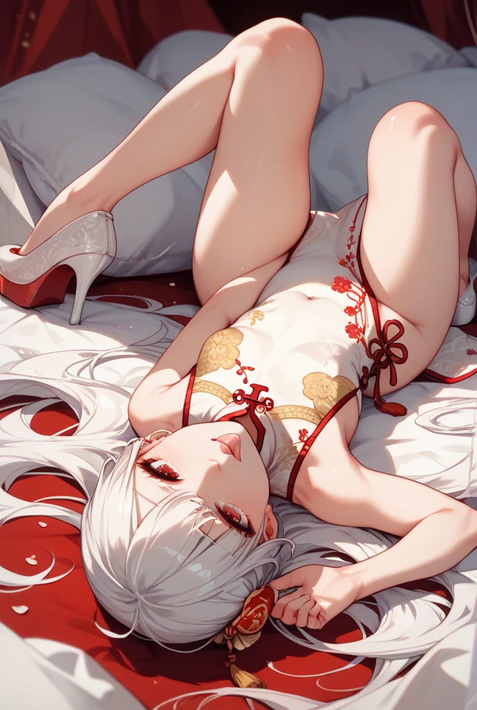 8K,ultraclear,one-girl,Wearing a vest and a long red cheongsam,Wearing a vest and a long red cheongsam,Wearing a vest and a long red cheongsam,Imperial sister,Around 18 years old,黑The eye,Colossal tits,Tight,Face optimization,Open the thighs,Look at the face,ssee-through,A ball head,Support chest with elbows,china idol,Side shot,nail art,five fingers,Standard stature,8K,raised head,panties shot,Have side boobs,face flushed,Full Body Sweat,Look at the armpits,Look at the armpits,,when you see your armpits, you can see your side breast,duck sitting,Wear cloth shoes,five fingers,two hands,Lie down in bed