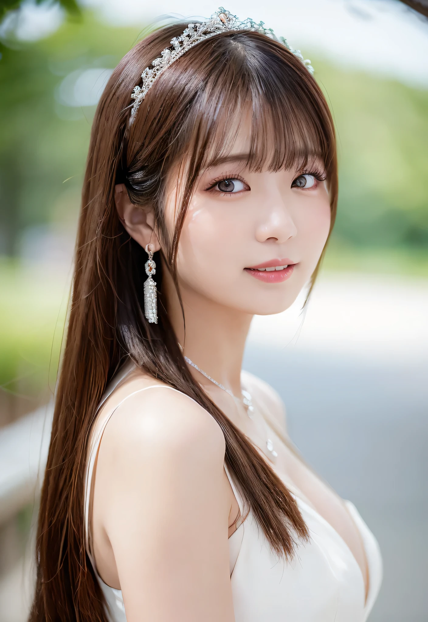 (highest quality, 32k, High resolution, masterpiece:1.5, ), internal_jet, A haunting fantasy in an abstract style, In a swirl of fantastic pastel colors and soft light, A sense of calm and elusive beauty, Very rich emotional expression, Have a rich imagination, Beautiful Japanese Girl, ((profile:1.5)), 並外れた美しいprofile, Small Face Beauty, Perfect Human Anatomy, Magic big eye, Motherhood and generosity, deep love, 儚い微笑みのprofile, Shiny brown hair:1.1, Super Long Straight Silk Hair, Asymmetrical bangs, Hair between the eyes, transparent, Soft white skin, Sharp eyebrows, Thin lashes, Natural Makeup, Cheek Highlighter, Pale pink lips, , ((White Dress)), High resolutionの完璧な鎖骨, High resolutionの美しい胸元, Slender body with ample breasts, High resolutionの美しい太もも, Soft sunlight, (Colorful glowing light effect:1.3), Professional Lighting, Professional Photographer, Professional Model,Mysterious