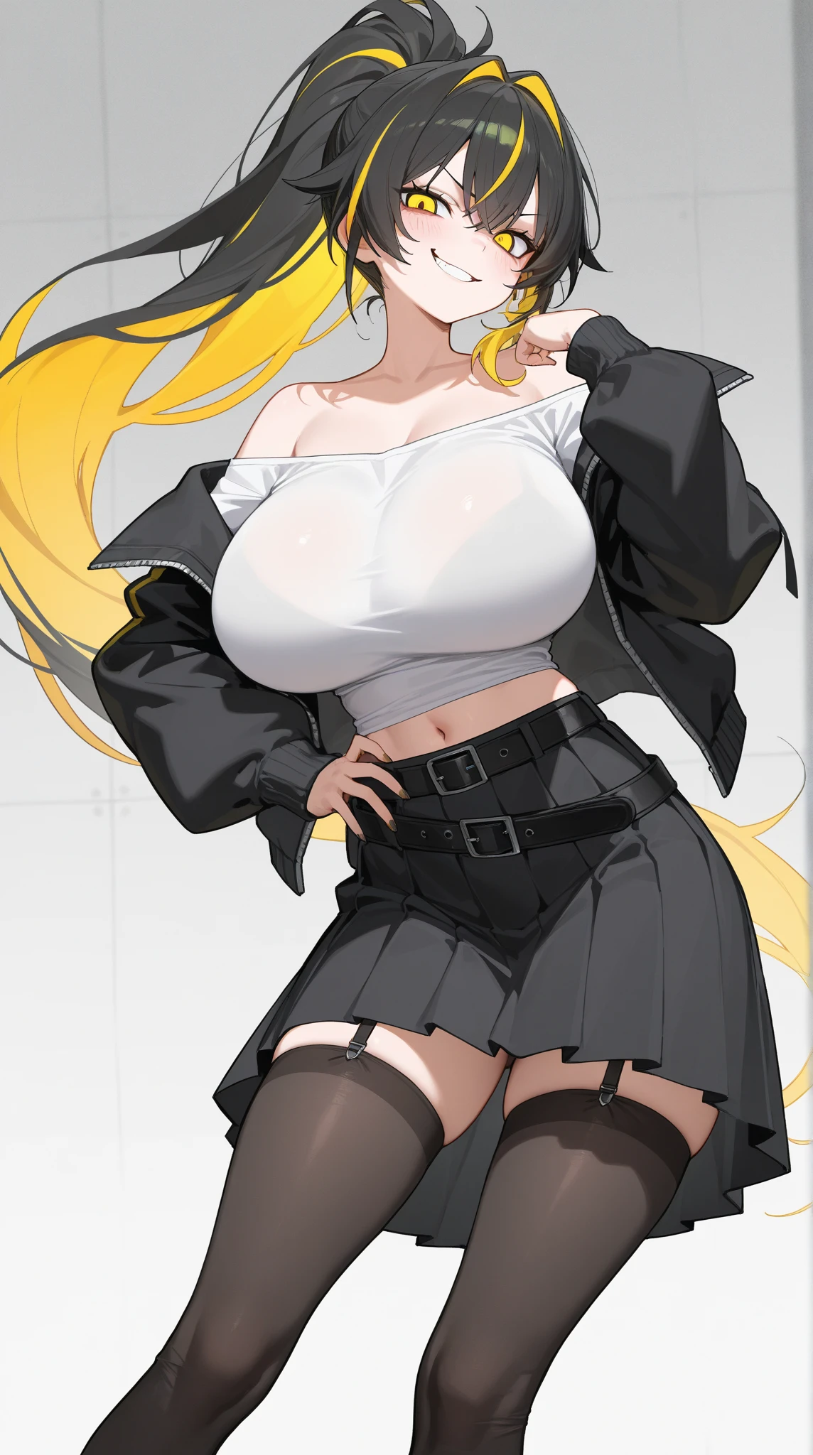 intricate detailes, White background, Transparent body, Visible veins, wires, Highly detailed, Head, Upper body, Breathtaking, a young Korean woman with golden eyes and sandy lush hair, tanned dark bronze skin, a huge chest, dressed in a black short warm jacket with rolled up sleeves, a transparent unbuttoned shirt, large nipples sticking out under the fabric, a wide leather belt with gold yarn, leather shorts through which they stand out outline of a pussy, walking through the forest, trees with blue foliage and white flowers,