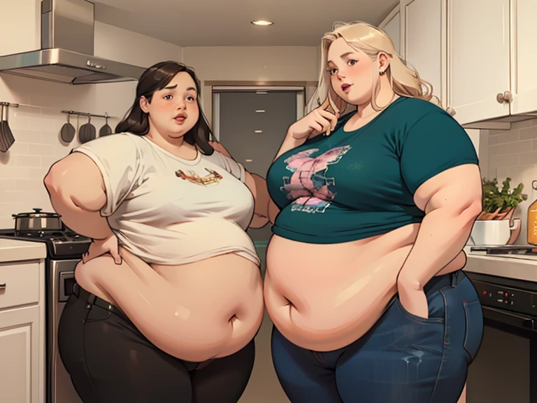 (Full body, glasses), An image of a pregnant girl with her belly on full display wearing casual clothes with high heels. She is a very voluptuous lady with blonde hair and green eyes
