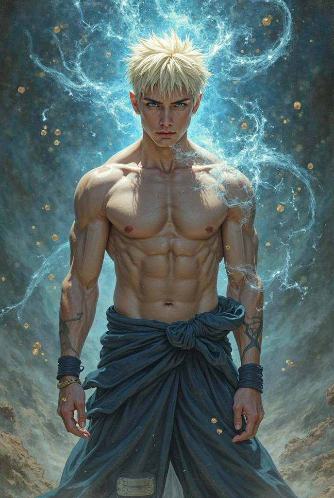 4k, high resolution, best quality, masterpiece, perfect color, perfect shade, perfect lighting, Posted by e621, ((portrait)), ((handsome man)), perfect male figure, Short hair details,chest muscles,abdominal muscles,Naked torso,merman, Detailed face, perfect face, (stood up), Detailed background, ((Bonifasco Lighting)), (delicate eyes),(),white hair, underwater scene