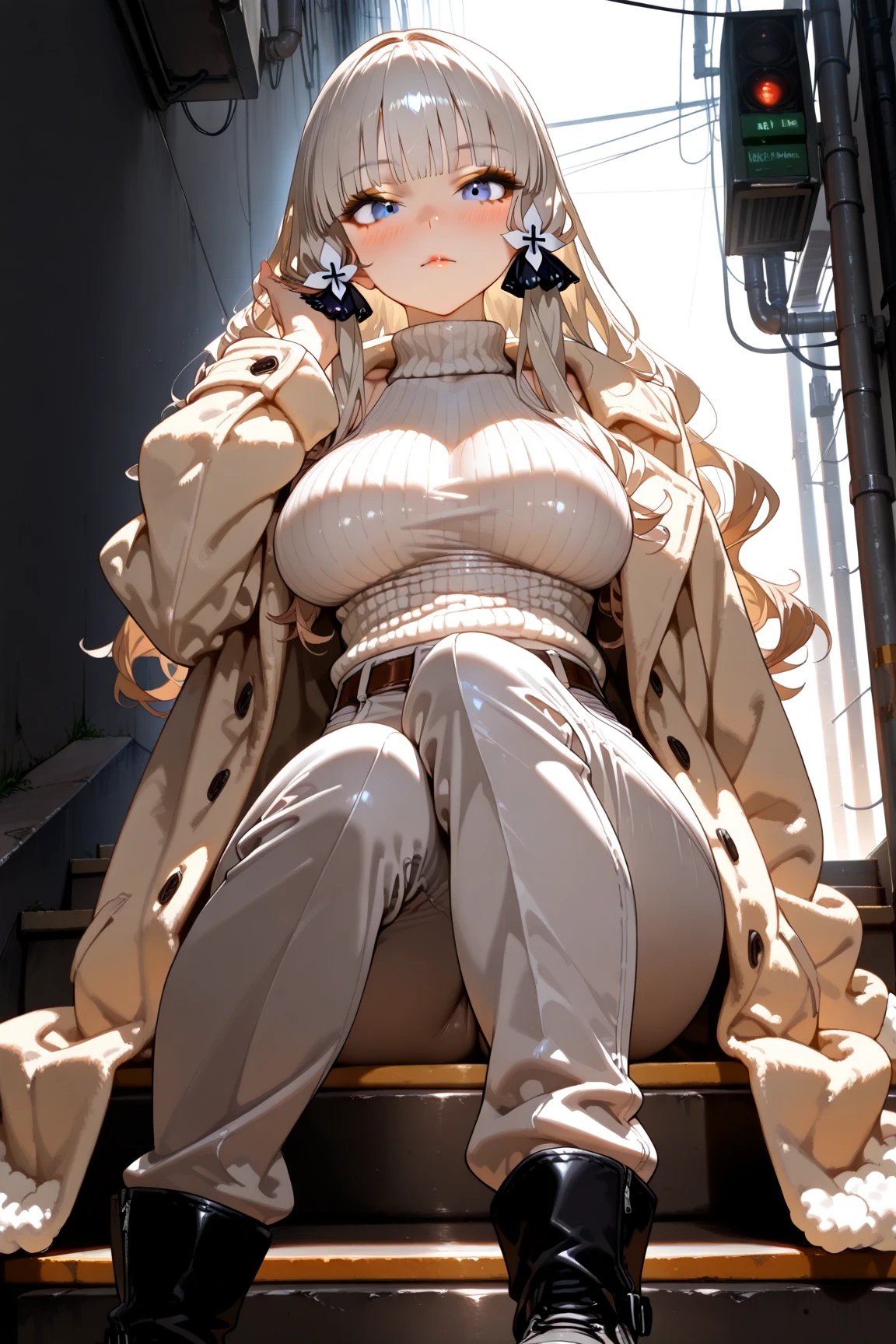 (8k, RAW Photos, Highest quality, masterpiece: 1.2), (Realistic, Realistic: 1.37), 1 girl, Urban Background, Avatar .50mm lens,nude,pussy,breasts