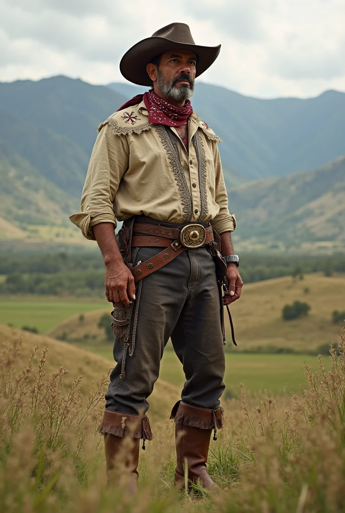 Appearance: Zé Vaqueiro is often described as a man with a firm bearing, wearing typical cowboy clothes, like leather hat, gibbon, leggings and boots. He can also carry a lasso, whip or a cattleman&#39;s leash. Personalidade: It&#39;s a strong spirit, Coraggioso, hardworking and fearless. Its energy is associated with resistance, to the struggle and overcoming of the difficulties of the backlands. He is respected for his wisdom and ability to deal with life&#39;s challenges.. Spiritual Attributions: Zé Vaqueiro is known for being the protector of rural workers, especially cowboys and farmers. He is also invoked to help cure illnesses., in protection against witchcraft, and to bring strength in times of difficulty. a young man with a brown leather vest and a leather whip in his hand