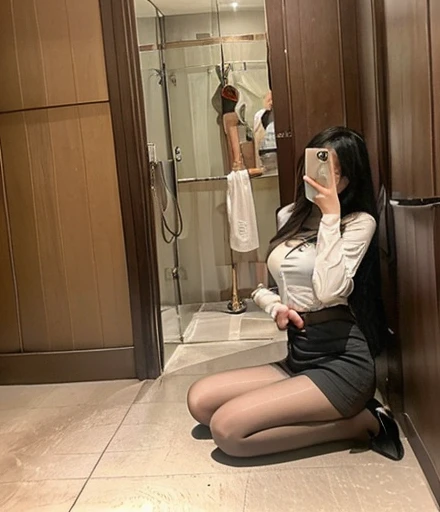 (RAW photo, best quality), (realistic, photo-realistic:1.4),
masterpiece, extremely delicate and beautiful,Amazing, finely detail, extremely detailed CG unity 8k wallpaper, huge filesize, ultra-detailed, highres, absurdres, soft light,rim light, vibrant details,
((perfect hand:1.2)), 
Take a selfie with phone in one hand and cover face,
1girl,very slim legs, very thin legs, very slender legs, long legs, very detailed legs, 
[standing|on chair|sitting|butterfly sitting],
[stockings|pantyhose|thighhighs|kneehighs], 
iphone, selfie, pose,small hand, purple eyes, 
p_m_s, hinata/(boruto/), long hair, dark blue hair, blunt bangs