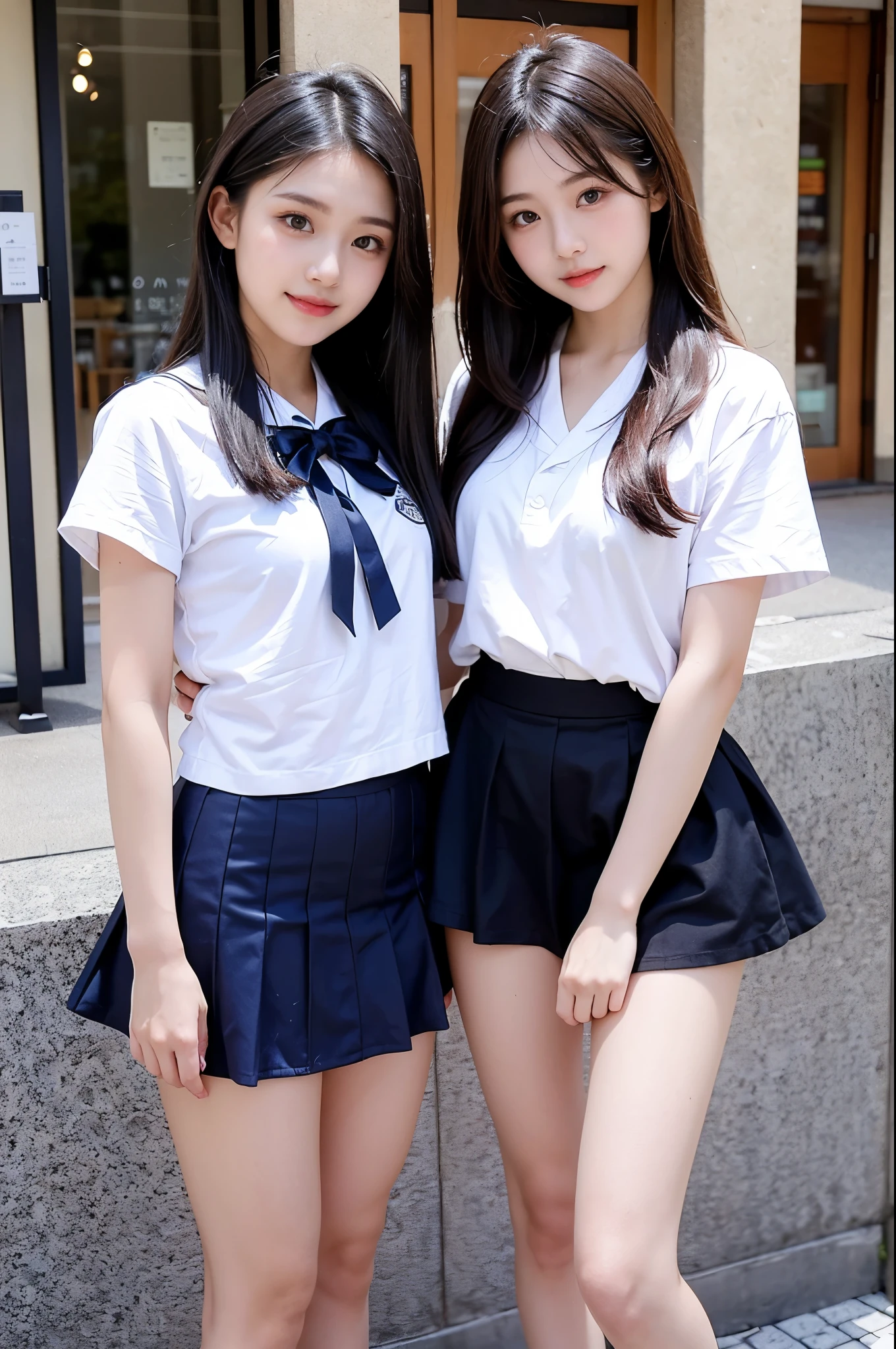 (Half),(Underwear visible),(8K、RAW photography、Top quality、masterpiece:1.2),charm,Fair skin,Watch the audience,Looking ahead,student,1 girl、18 years old、White skin,knee,((Black pantyhose)),Long hair、Black Hair、Double tail、(extremely huge breast:4.0)、show forehead、masterpiece,Top quality、Ultra-high resolution,RAW,JK ,Standing,(Photorealistic:1.37)、Practical、Beauty,Cute little face,Black socks、(Pink bow tie)、Physically Based Rendering、Depth of Field、Blurred background、photo,Body,, Long legs, Thin legs,,(White short-sleeved shirt), (Pink pleated skirt), knee可见,Transparent clothing,