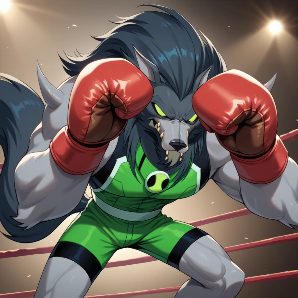 Cartoon bobcat dressed like WWE wrestler Brutus Beefcake , with a muscular body, purple tiger striped arm sleeves, purple tiger striped pants, with long black hair and holding giant scissors
