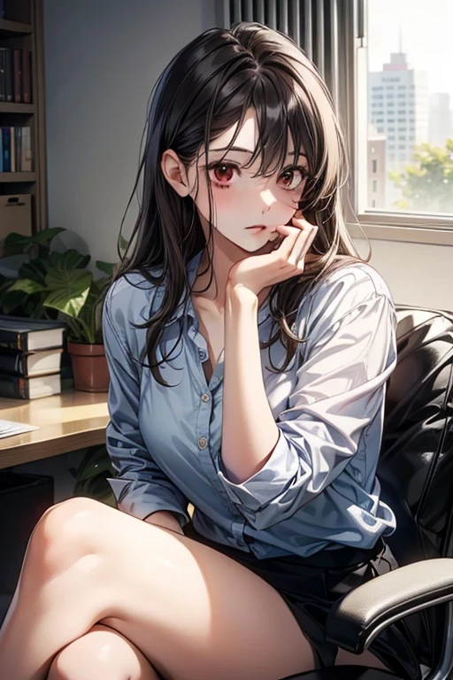 Best Quality, masutepiece, beautiful mature women、Beautiful face、Strong-minded woman、Office Suits、brown haired、Brown-eyed、Longhaire、Undersized eyes、Distribution of rice crackers、Full body like