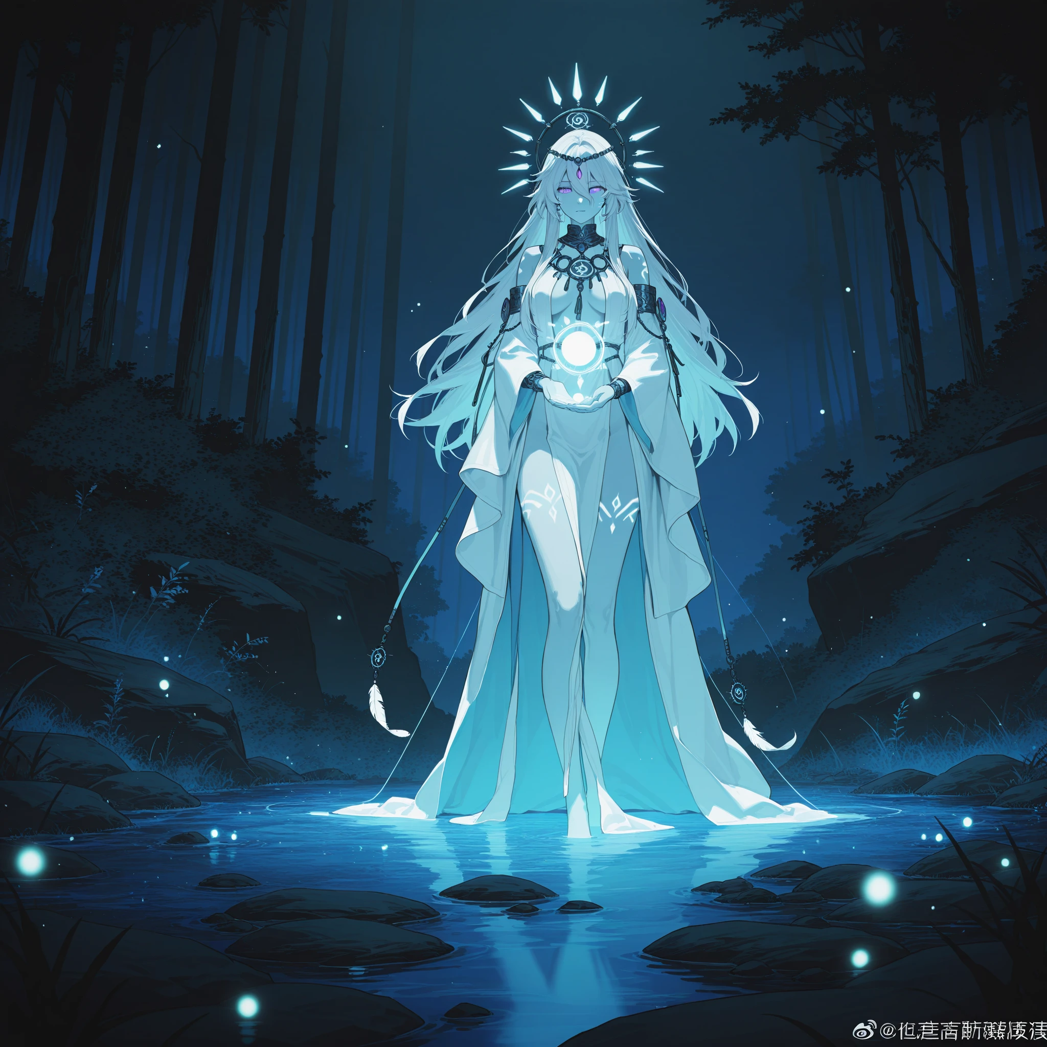 <lora:amano_yoshitaka_xl:0.6> <lora:IOS_Iridescent_opal_style:0.6>, (slime girl), phantasmagorical figure, ((translucent skin:1.5))), (((translucent body:1.5)))), colorful, fantasy, emerging from a lake in a bamboo forest, twilight ((masterpiece, best quality))